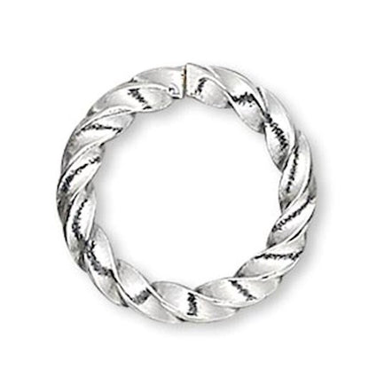 Silver Plated Brass Twisted Round Jump Rings 16 Gauge 6mm 8mm or 10mm - 100 pcs