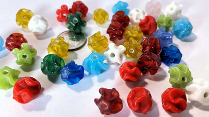 Opaque Multi Color Lampwork Glass Wavy Round Bead Mix 10mm - 38 Pieces