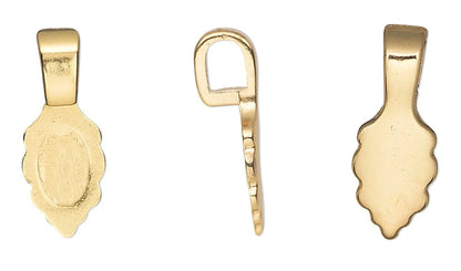 Aanraku Small 18KT Gold Plated Glue-On Leaf Bail, 16x6.5mm, 25 pcs
