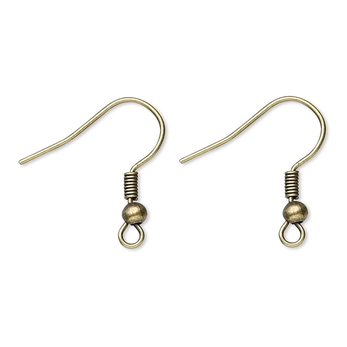 Antiqued Brass Ball & Coil Fishhook Ear Wires, 19mm, 100 pcs (50 pairs)