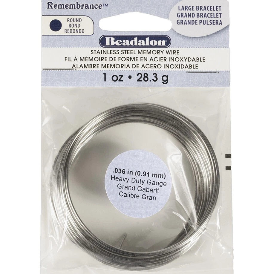 Stainless Steel Heavy Duty Bracelet Memory Wire 2.5", 1 oz (approx. 27–33 loops)