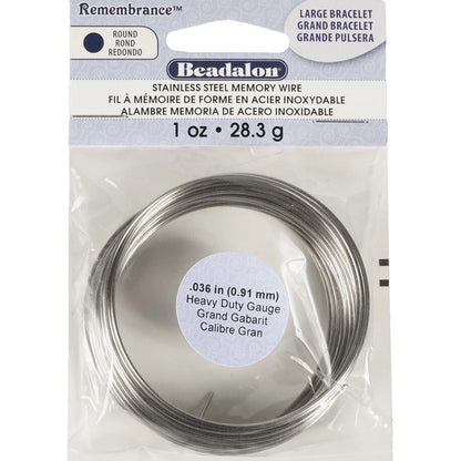 Stainless Steel Heavy Duty Bracelet Memory Wire 2.5", 1 oz (approx. 27–33 loops)