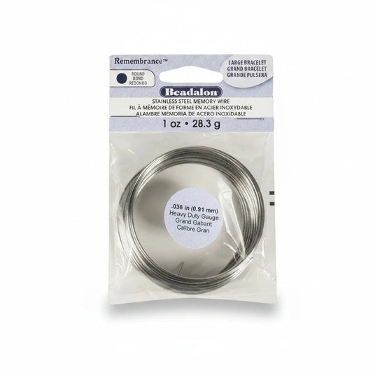 Stainless Steel Heavy Duty Bracelet Memory Wire 2.5", 1 oz (approx. 27–33 loops)