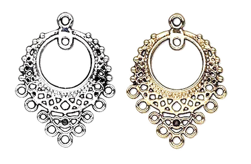Antiqued Pewter Filigree Chandelier Earring Connectors 26x23mm - 10 pcs