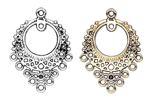 Antiqued Pewter Filigree Chandelier Earring Connectors 26x23mm - 10 pcs