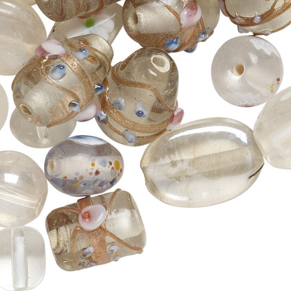 Lampworked Glass Bead Mix, Mixed Shapes, 7x4mm–14x11mm, Approx. 60–100 Beads