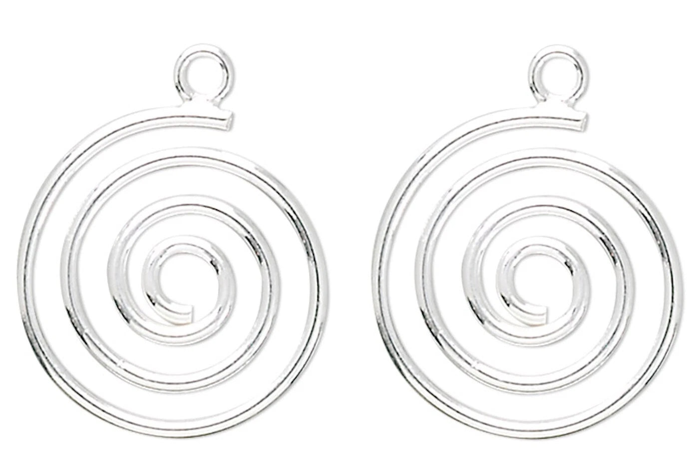 Spiral Drop Link Connector, Sterling Silver 15x14mm, 2 pcs