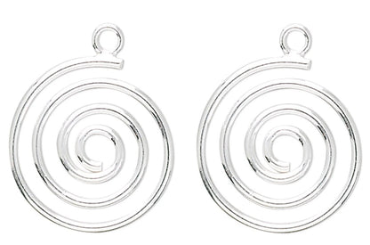 Spiral Drop Link Connector, Sterling Silver 15x14mm, 2 pcs