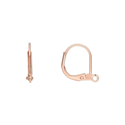 Plated Brass Leverback Ear Wires, 14x13mm Open Loop, 10 pcs