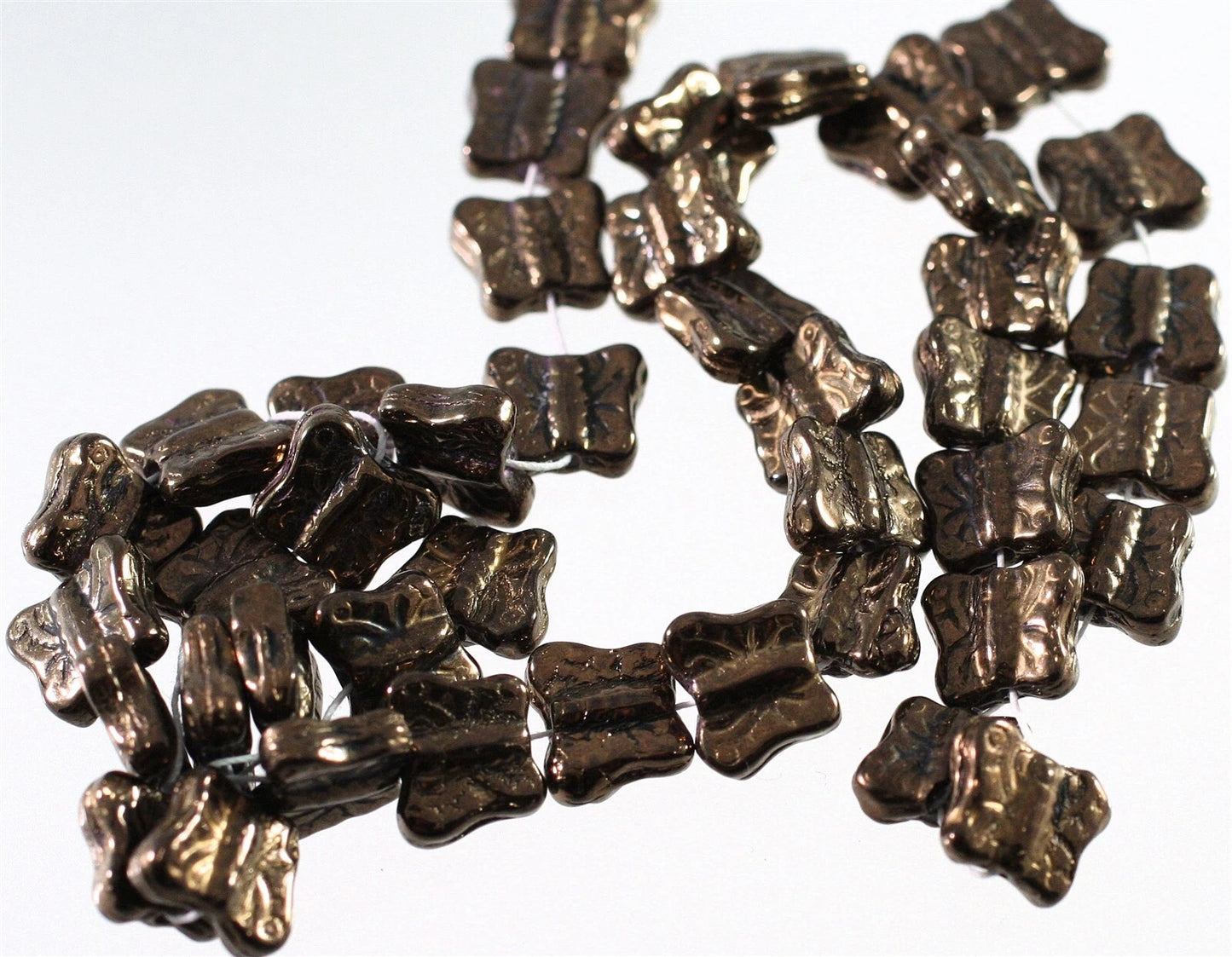 Czech Pressed Glass Metallic Copper Butterfly Beads, 11x9mm, 1 Strand (approx. 45–48)