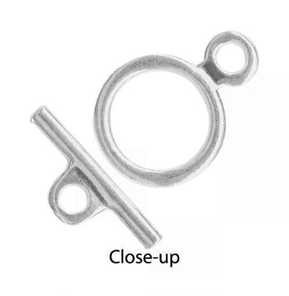 Silver Pewter Toggle Clasps with 12mm Ring and 16mm Bar