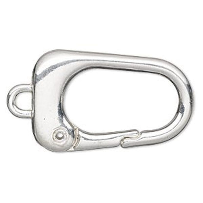 Silver Plated Steel Trapezoid Lobster Clasp Purse Clips, 38x24mm, 2 pcs