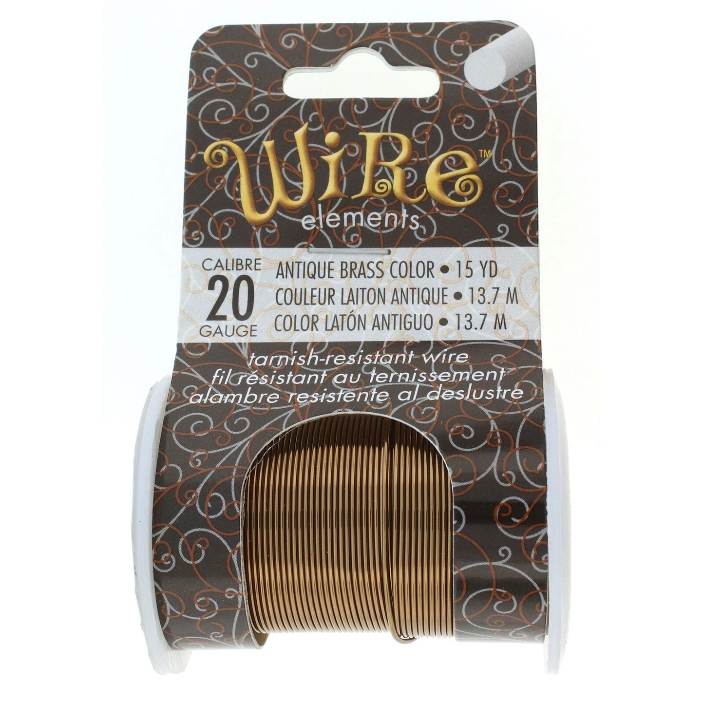 Beadsmith Tarnish Resistant Antique Brass Round Wire, 20 Gauge, 15 Yards
