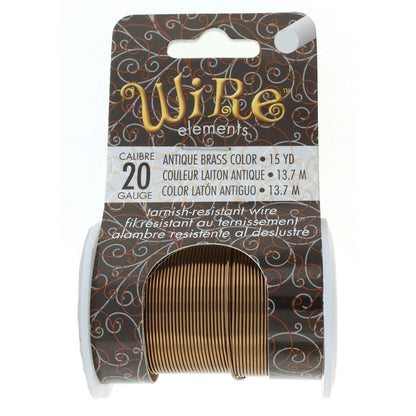 Beadsmith Tarnish Resistant Antique Brass Round Wire, 20 Gauge, 15 Yards