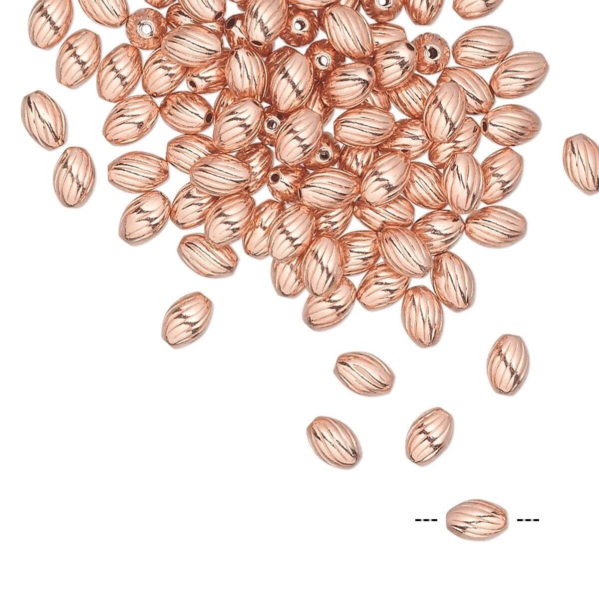 Copper Swirl Corrugated Oval Spacer Beads, 5x3mm, 100 pcs
