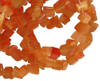 Burnt Orange Cat's Eye Fiber Optic Glass Chip Beads, 1 Strand