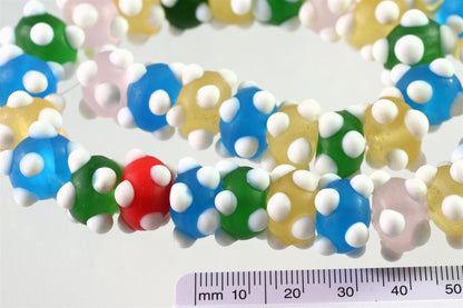 Lampwork Glass Frosted Multicolor Bumpy Rondelle Beads, 1 Strand (approx. 40-41)
