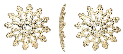 Gold Plated Brass Filigree Flat Bead Caps 11x2mm
