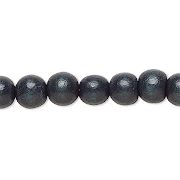 Dyed & Waxed Wood Round Beads 7-8mm - 2 Strands (approx. 108 pcs)