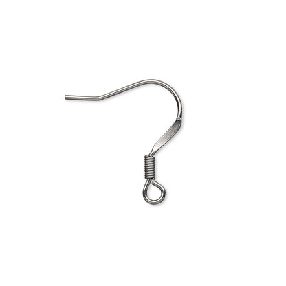 Stainless Steel 316L Fishhook Ear Wires 16mm 21 Gauge 3mm Coil 4mm Loop (100 pc)