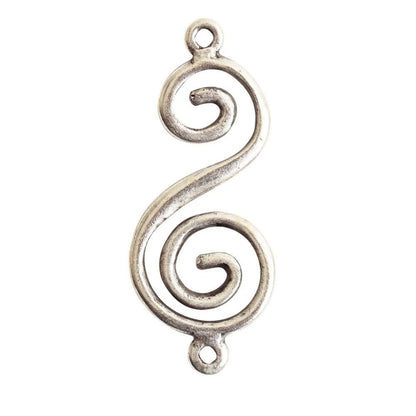 Antiqued Silver-Plated Pewter S-Swirl Link Connectors, 32.9mm - 2 pcs