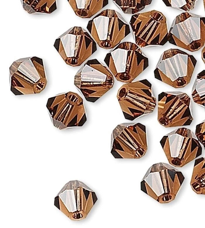 Swarovski Smoked Topaz 5328 Xilion Bicone Beads, 4mm - 48 pcs