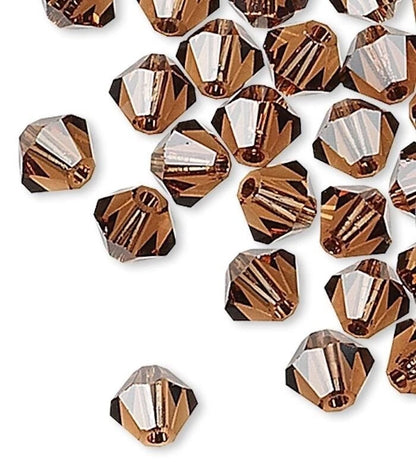 Swarovski Smoked Topaz 5328 Xilion Bicone Beads, 4mm - 48 pcs