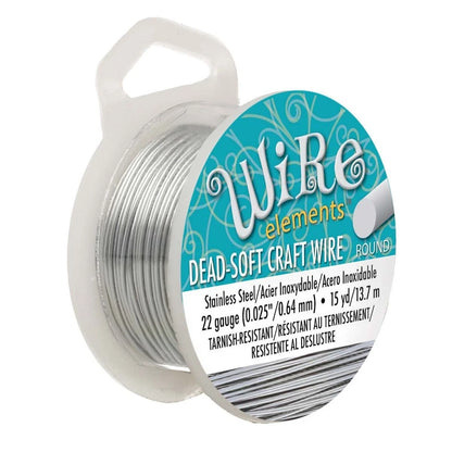 Beadsmith Silver Stainless Steel Round Wrapping Wire, 22 Gauge (0.64mm), 15 yd