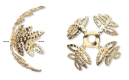 Gold or Silver Filigree Leaf Bead Caps 15x10mm