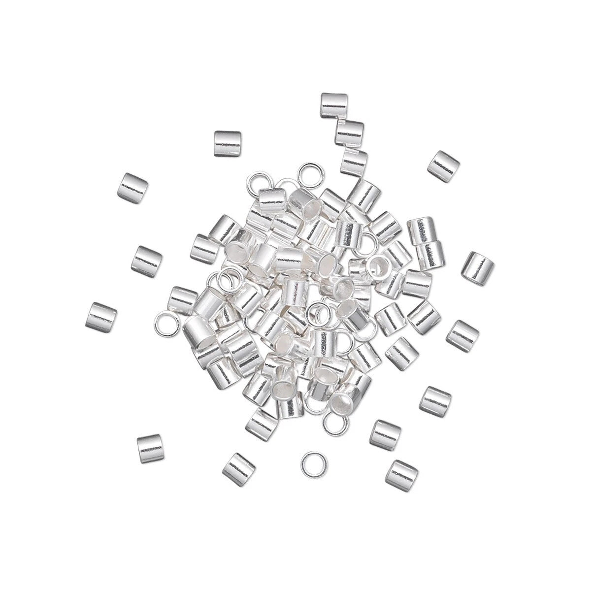 Sterling Silver Lightweight Cut Tube Crimp Beads, 2x2mm, 100 pcs