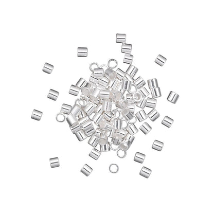 Sterling Silver Lightweight Cut Tube Crimp Beads, 2x2mm, 100 pcs