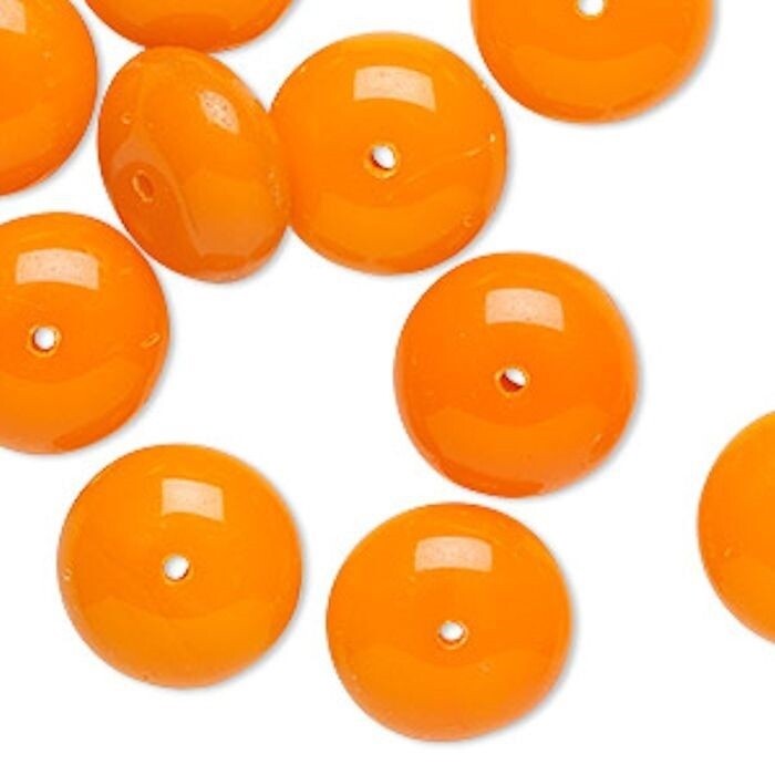 Vintage German Pressed Glass Opaque Rondelle Beads 15x8mm - 10 pcs