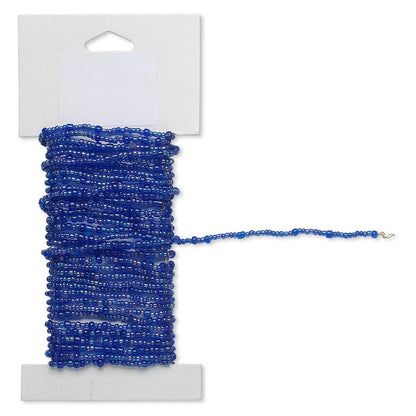 Transparent Rainbow Blue Pre-Strung Glass Seed Beads on Wire, 15 ft