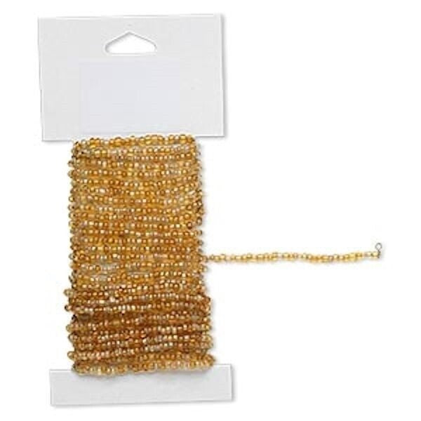 Beaded Wire, Pre-Strung Glass Seed Beads on Brass Wire, 15 Feet