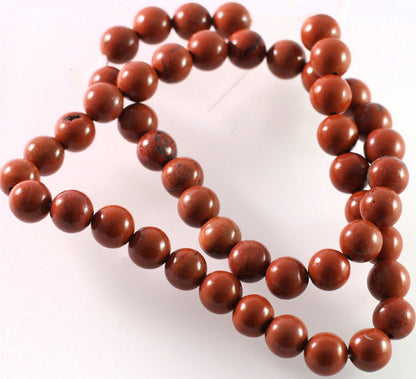 Beads, Red Jasper (Natural) B Grade 8mm Round, 1 Strand (approx. 50 pcs)