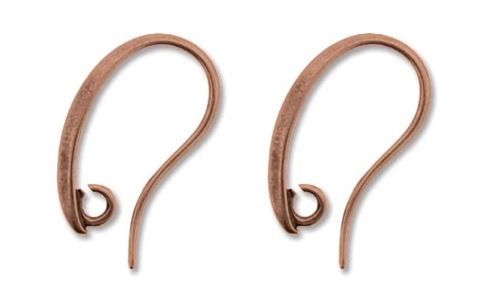 Beadsmith Antiqued Copper Fishhook Ear Wires, 19x11mm, 2mm Open Loop, 36 pcs
