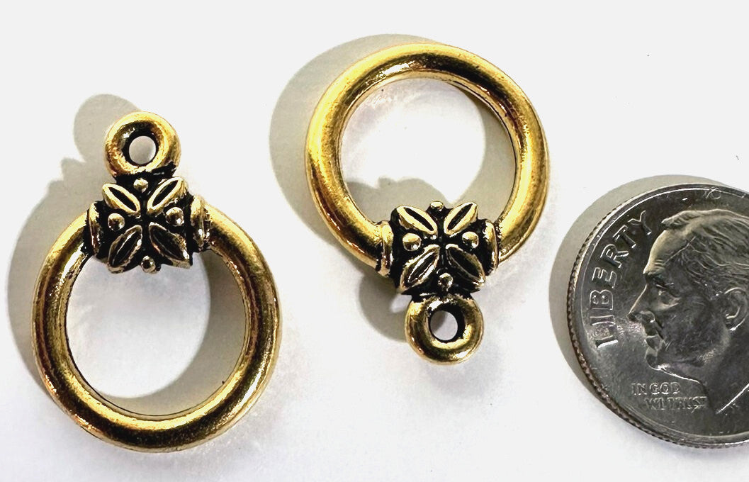 Beadsmith Antiqued Gold Bali Cast Eyeglass & Badge Holder Loops, 22.5x16.5mm, 2 pcs