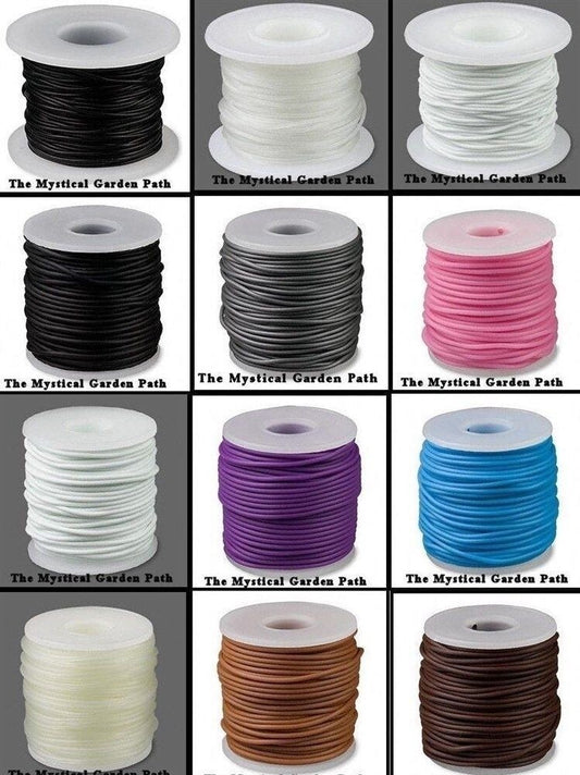 Rubber Beading Cord, Solid, Round, 1mm or 2mm, 25 Meters (82 Feet)
