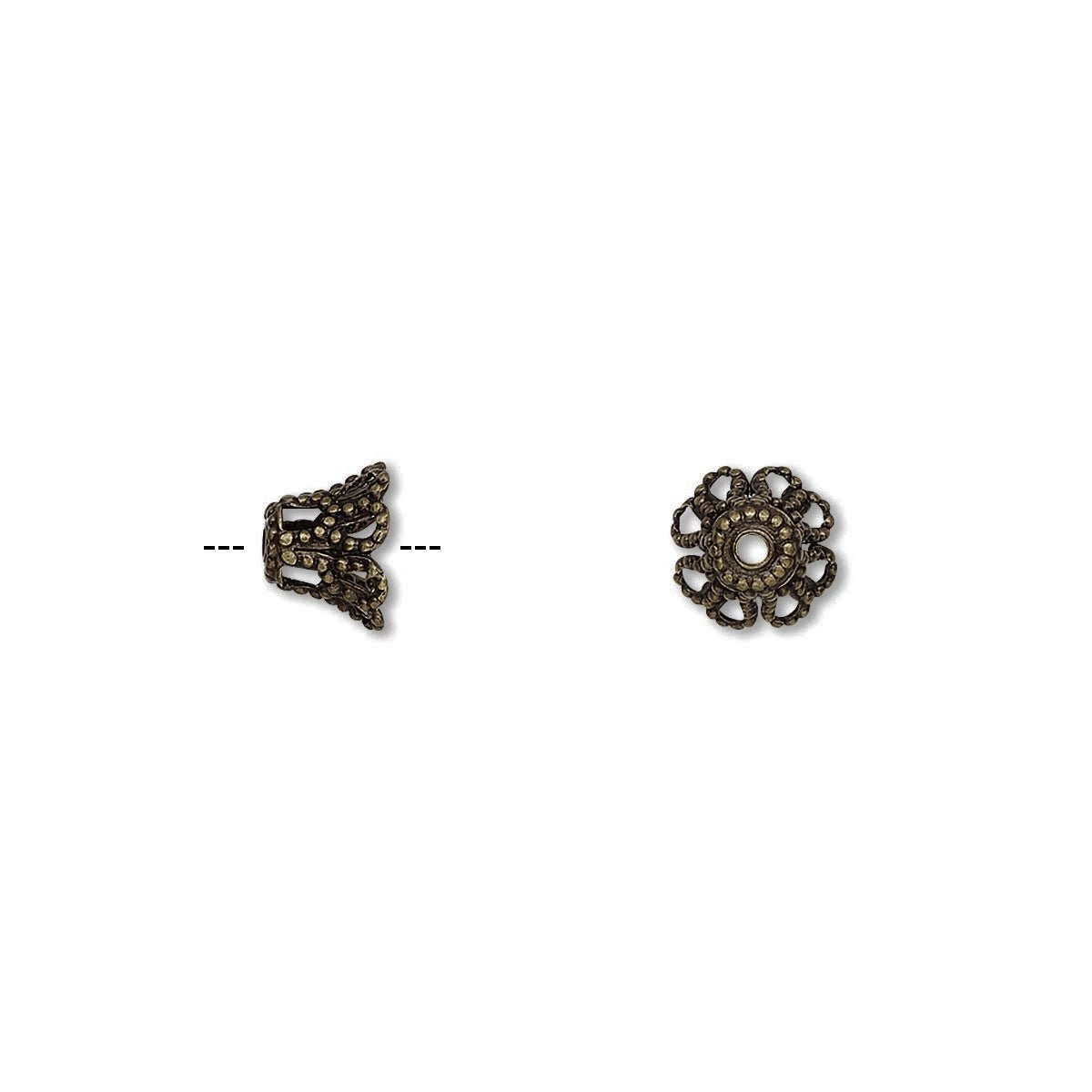 Antiqued Gold Brass Filigree Basket Bead Caps 7x5mm, Pkg of 100