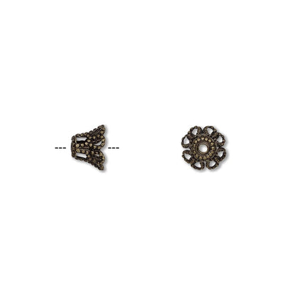 Antiqued Gold Brass Filigree Basket Bead Caps 7x5mm, Pkg of 100