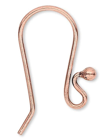 Antiqued Copper Fishhook Ear Wires with Ball, 13x19mm, 10 Pairs