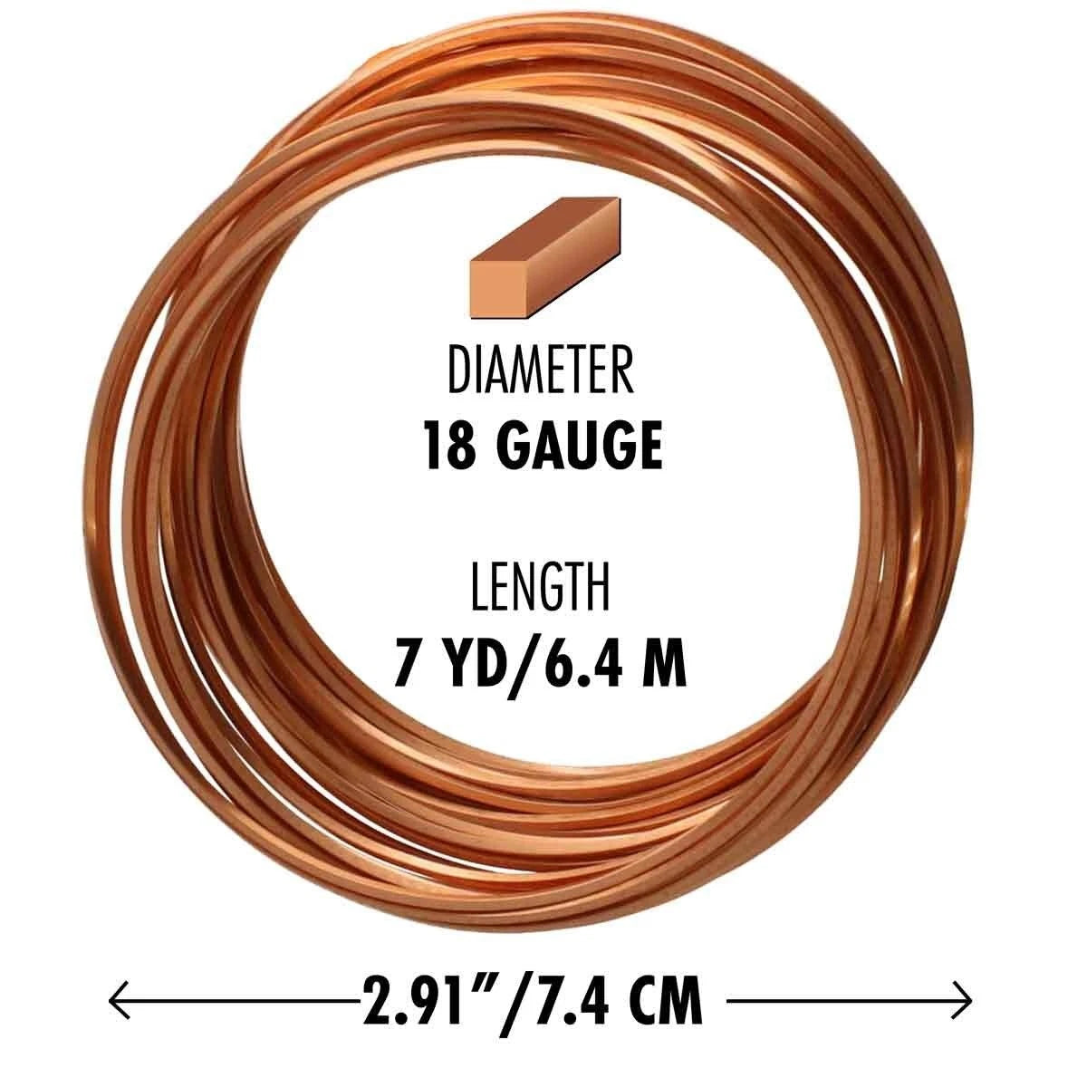 Beadsmith Non-Tarnish Copper Square Wire, 18 Gauge (1.02mm), 7 Yards