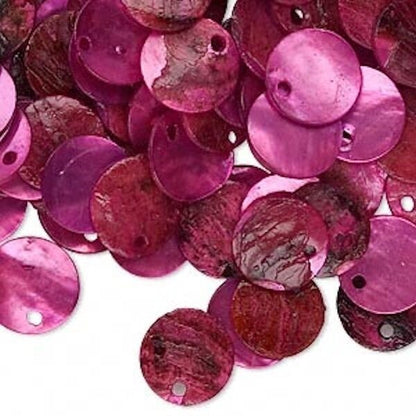 Mussel Shell 10mm Round Coin Drop Charms, 100 pcs