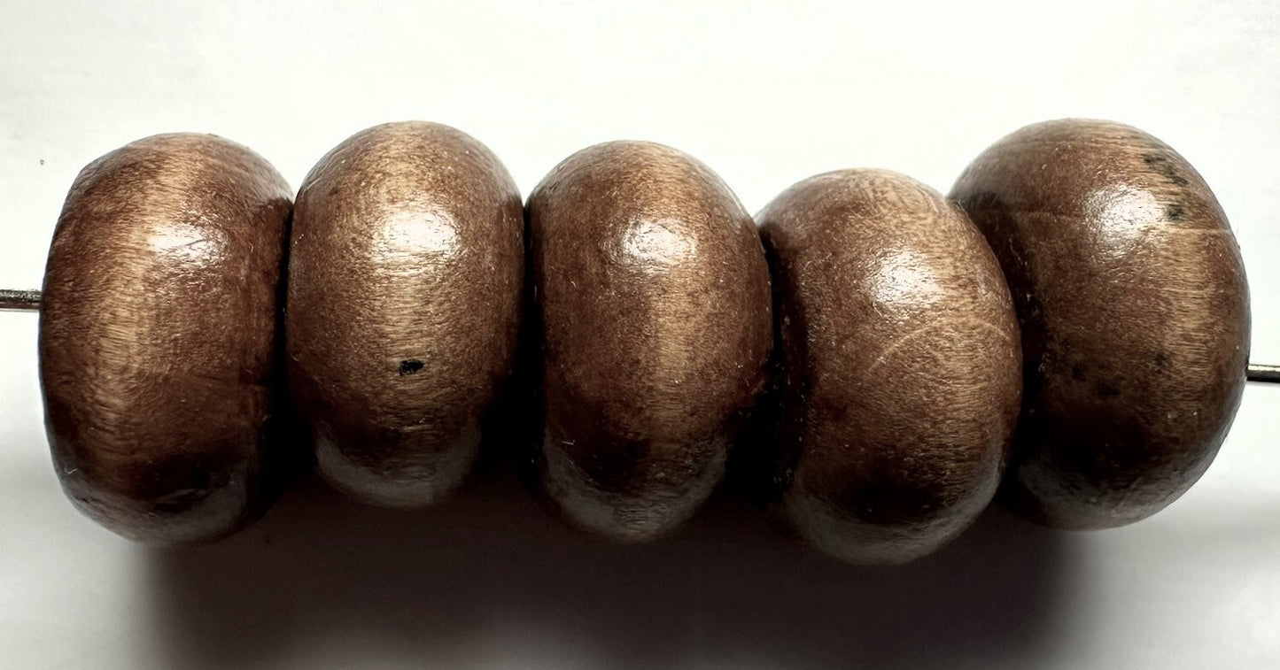 Brown Littleleaf Boxwood Hand-Cut Wood Beads 18x10mm – 25 pcs