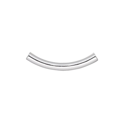 BeadSmith Silver Plated Brass Curved Tube Noodle Beads, 26x3.2mm 2mm Hole - Pack of 12