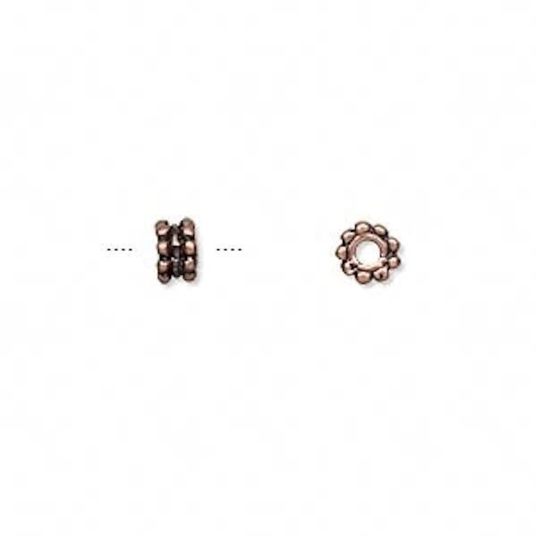 Antiqued Copper Pewter Double Rondelle Beads, 5x3mm, 24 pcs