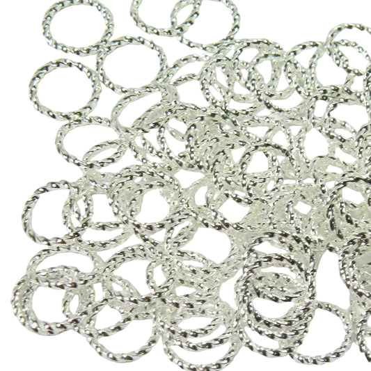 Silver Plated Brass Twisted Round Jump Rings, 10mm, 16 Gauge, 144 pcs
