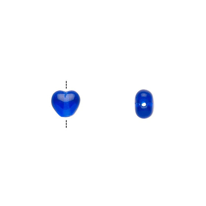 Czech Pressed Glass Transparent Cobalt Blue Heart Beads, 6mm, 1 Strand (approx. 65)