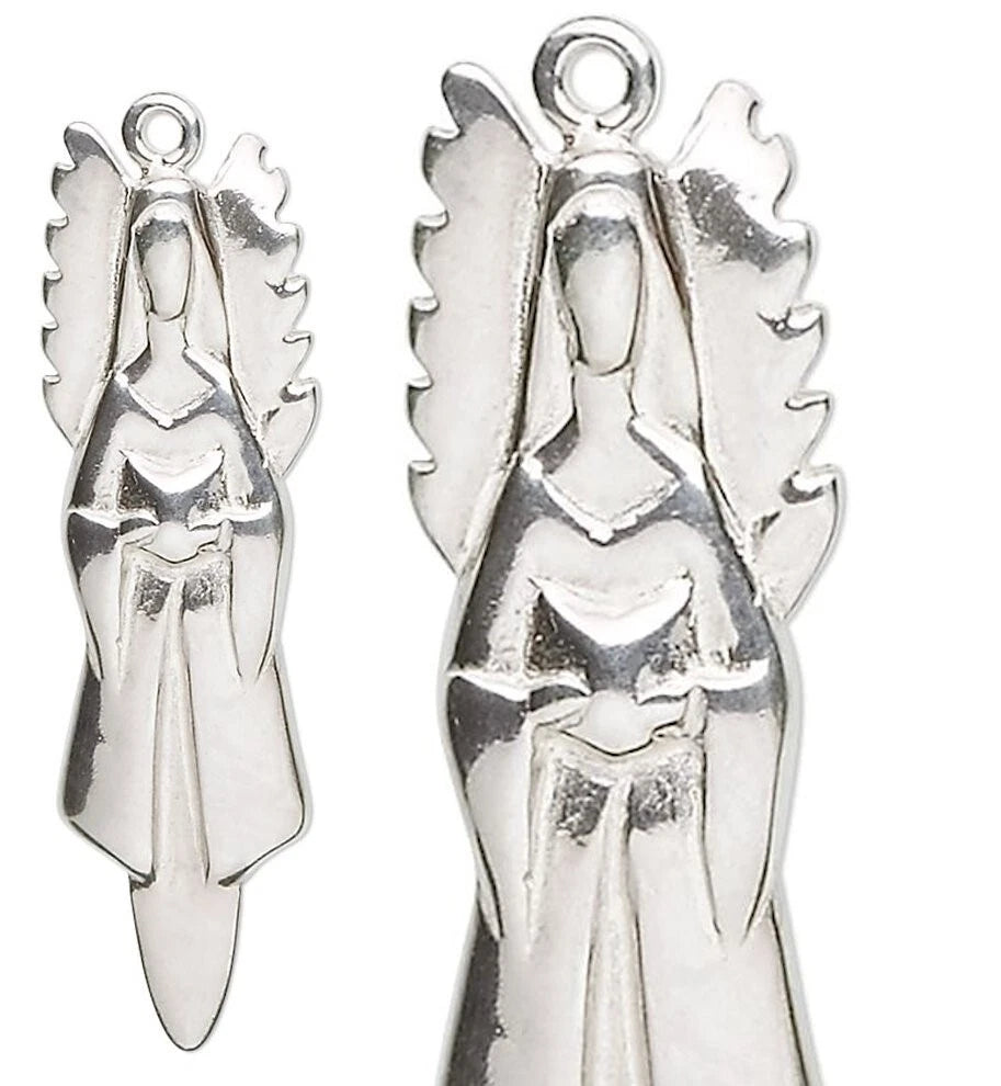 Sterling Silver Standing Angel Focal Charm 32x13mm