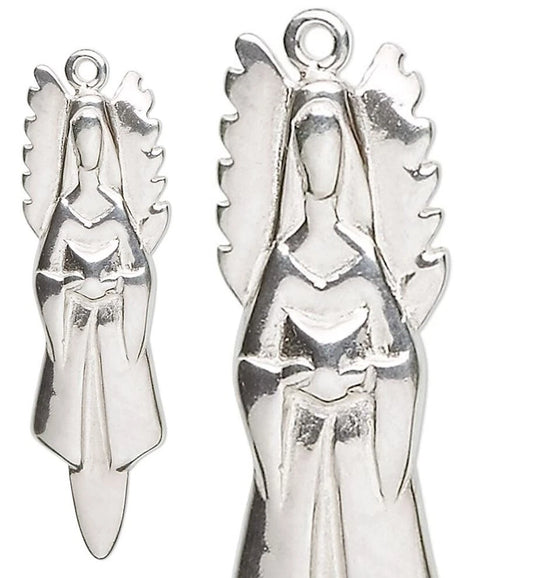 Sterling Silver Standing Angel Focal Charm 32x13mm